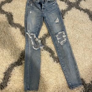 Light blue Hi- rise ripped jeggings